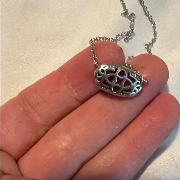 Kendra Scott Silver Necklace with Red Pendant - Picture 4 of 5